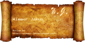 Wimmer Jakus névjegykártya